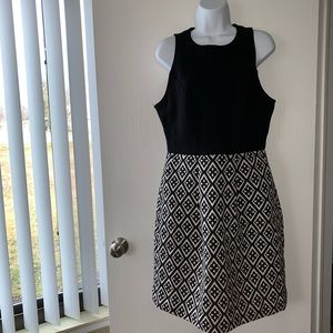 Lucky Brand Black & White Diamond Print Dress Sz10